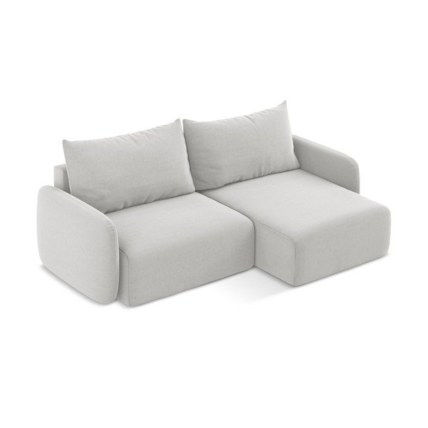 Svijetlo siva baršunasti sklopiva/s prostorom za odlaganje kutna garnitura (s desnim kutom/s ležaljkom) Kalena – Makamii-image-3