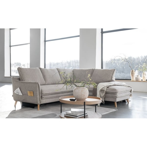 Bež sklopiva kutna garnitura (s desnim kutom) Charming Charlie – Miuform-image-3