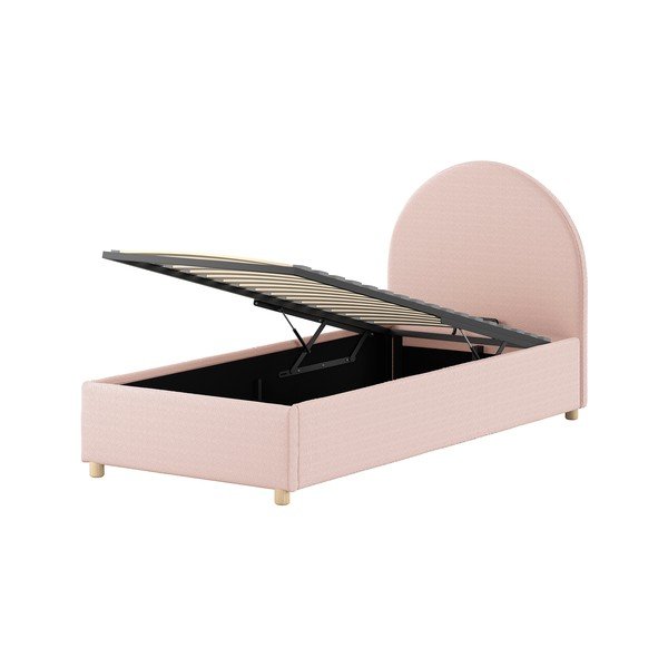 Ružičasti tapecirani krevet s prostorom za odlaganje s podnicom 90x200 cm Moon – Vipack-image-4