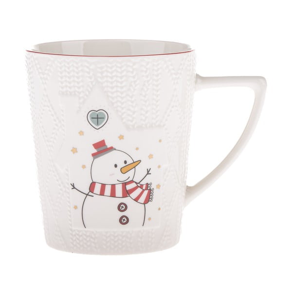 Bijela porculanska šalica s božićnim motivom 380 ml Snowman – Dakls