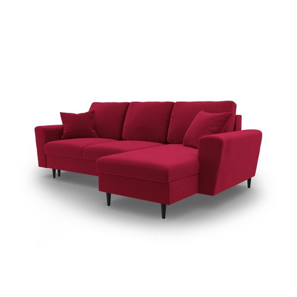 Crvena baršunasti sklopiva/s prostorom za odlaganje kutna garnitura Kyoto – Cosmopolitan Design-image-4