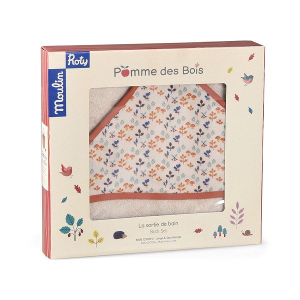 Krem pamučni dječji ručnik s kapuljačom 80x80 cm Pomme des Bois - Moulin Roty-image-3