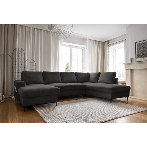 Tamno siva sklopiva kutna garnitura od samta (s desnim kutom) Lofty Lilly – Miuform-image-3