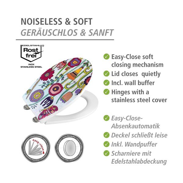 WC daska s automatskim zatvaranjem 37 x 44,5 cm Rollin'Art Full Bloom – Wenko-image-4