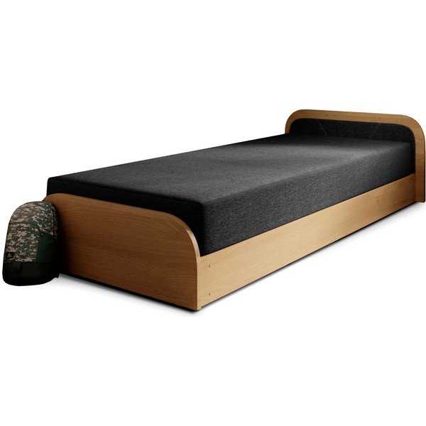 Oker žuti/tamno sivi tapecirani/od iverice krevet s prostorom za odlaganje s madracem 80x190 cm Parys – ELTAP