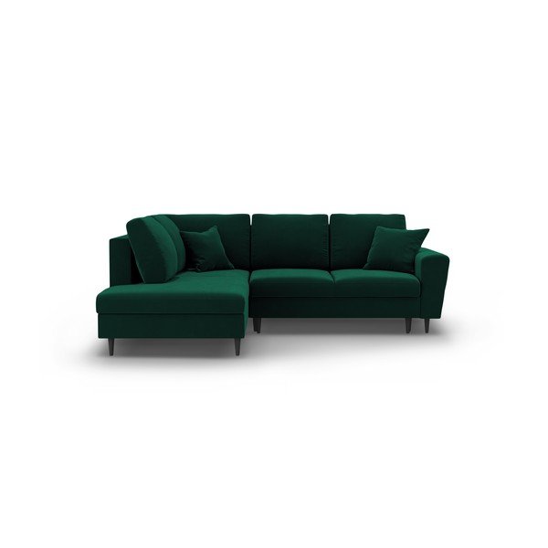 Zelena baršunasti sklopiva/s prostorom za odlaganje kutna garnitura (s lijevim kutom/u obliku slova L) Kyoto – Cosmopolitan Design