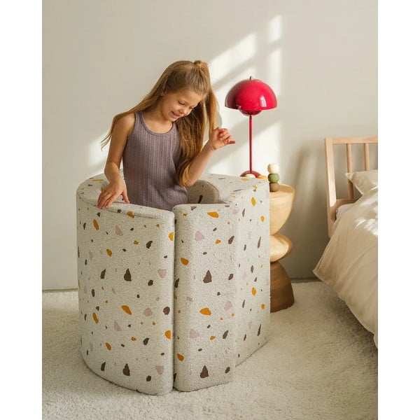 Bijela dječja fotelja od bouclé tkanine/od šenila Terrazzo Moon – Wigiwama-image-4