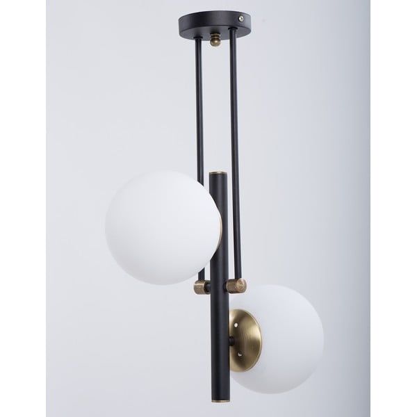Crno-bijela stropna svjetiljka sa staklenim sjenilom ø 15 cm Libra – Squid Lighting-image-2