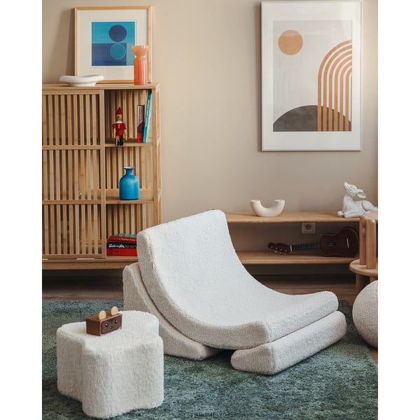 Krem dječja fotelja od bouclé tkanine Moon – Wigiwama-image-4