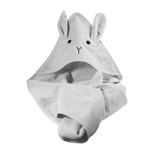 Sivi pamučan dječji ručnik s kapuljačom 76x76 cm Rabbit – Kindsgut-image-4