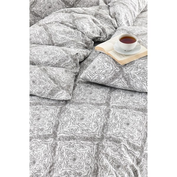 Siva posteljina za bračni krevet/za produženi krevet s uključenom plahtom/4-dijelna 200x220 cm Geometric – Mila Home-image-2