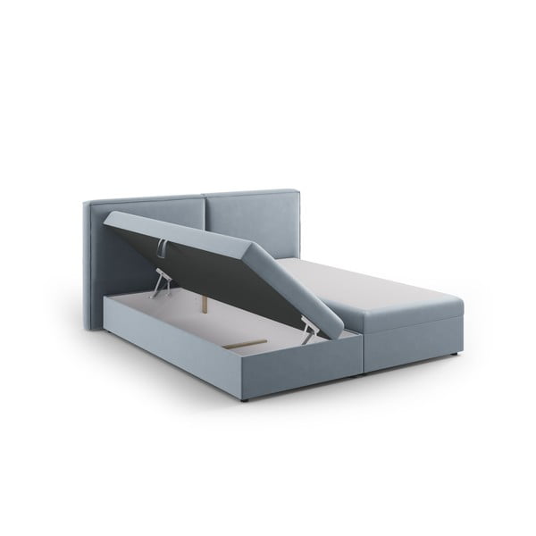 Svijetlo plavi boxspring krevet s prostorom za pohranu 180x200 cm Arendal – Cosmopolitan Design-image-2