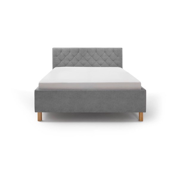 Svijetlo sivi tapecirani bračni krevet s prostorom za odlaganje s podnicom 160x200 cm San Remo – Meise Möbel-image-2