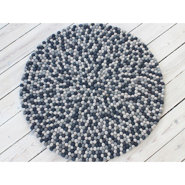 Tamnosivi vuneni tepih Wooldot Ball Rugs, ⌀ 200 cm-image-1