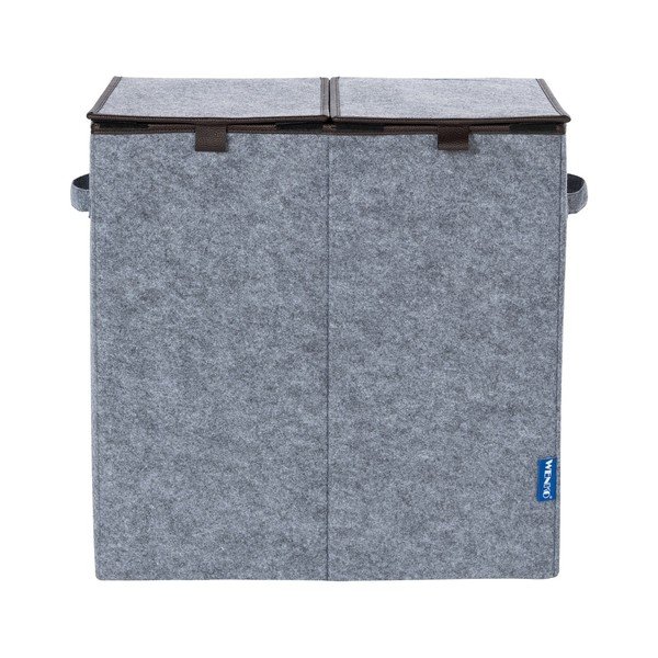 Sivo-smeđa dvostruka košara za rublje Wenko Duo, 82 l-image-1