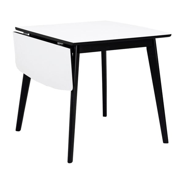 Crno-bijeli blagovaonski stol sa sklopivom pločom Rowico Olivia, dužina 80 + 30 cm