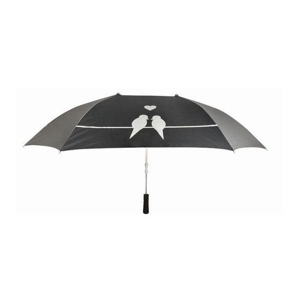 Crni kišobran za dvije osobe Esschert Design Love Birds, ⌀ 128 cm