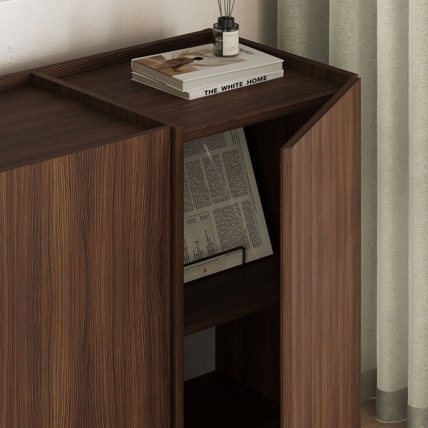 Komoda u dekoru oraha s rupom za kabele u tamnoj prirodnoj boji 180x80x45 cm Dorma – Kalune Design-image-3