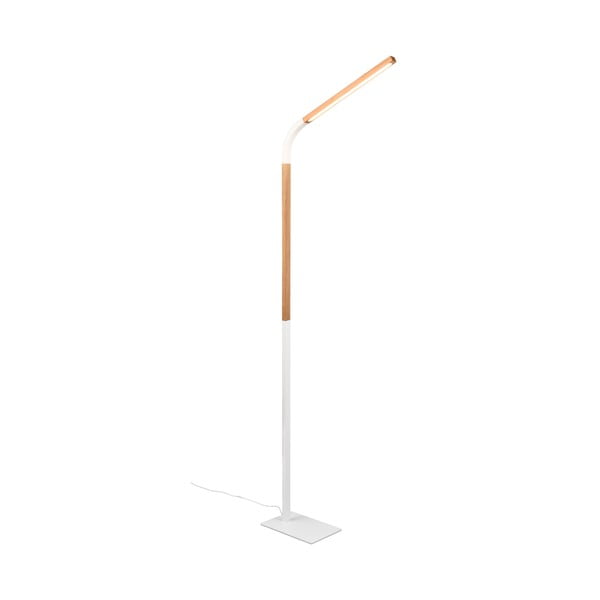 Bijela/u prirodnoj boji LED stojeća svjetiljka s drvenim sjenilom (visina 169,5 cm) Norris – Trio