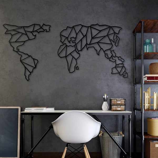Metalna zidna dekoracija Map of the World Clear, 85 x 170 cm-image-1