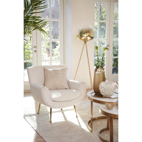 Krem fotelja od bouclé tkanine Vinstra – Light & Living-image-1