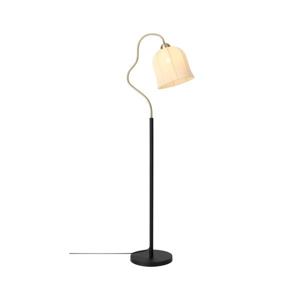Bijela/crna tekstilna stojeća svjetiljka (visina 150 cm) Bell – Ellos Home