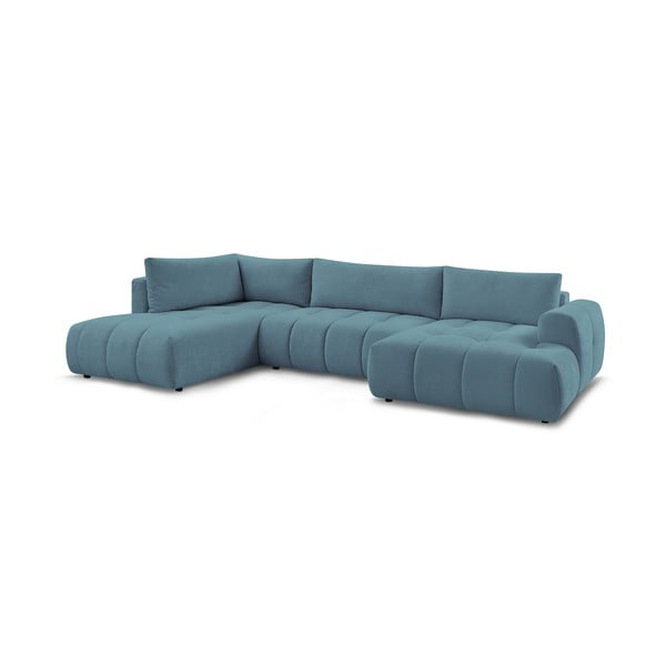 Plava sklopiva/s prostorom za odlaganje kutna garnitura (s lijevim kutom/u obliku slova "U") Fuji – Bobochic Paris-image-3