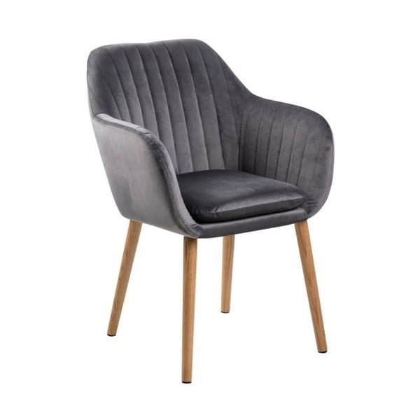 Tamno siva blagovaonska stolica s drvenom bazom Bonami Essentials Emilia