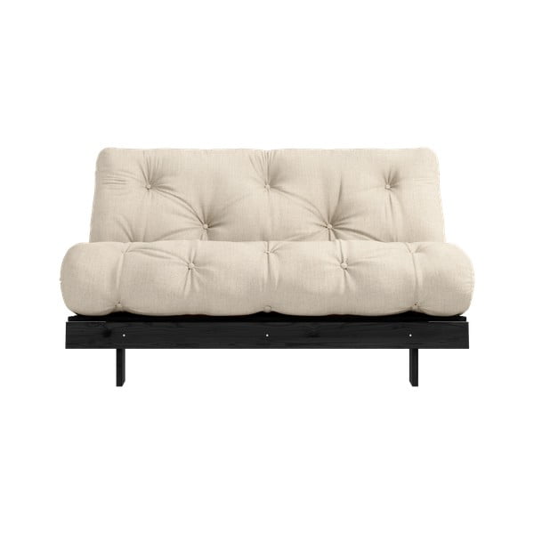 Siva/bež lanena sklopiva sofa 140 cm Roots Black Night – Karup Design-image-3