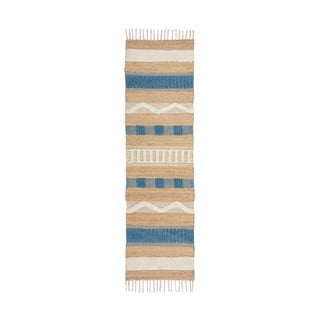 Plava/u prirodnoj boji ručno rađena staza od mješavine jute 60x230 cm Medina Jute – Flair Rugs