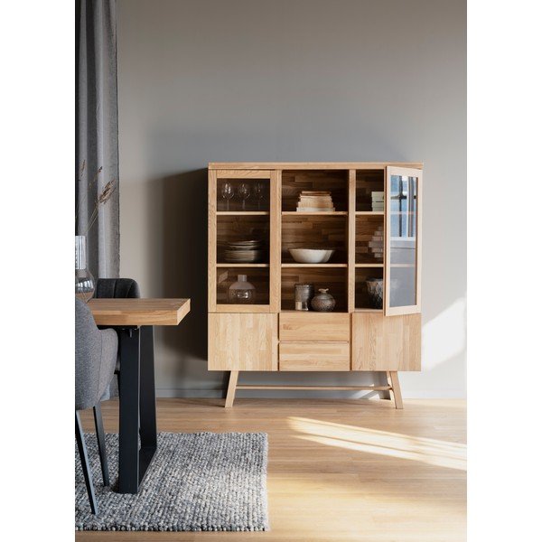 Vitrina od hrastovog drveta u prirodnoj boji 130x150 cm Brooklyn - Rowico-image-4