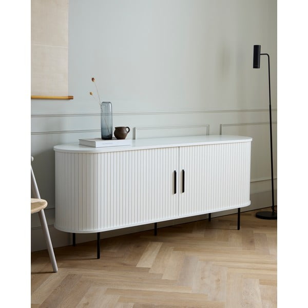 Bijela komoda s kliznim vratima 180x76x45 cm Nola – Unique Furniture-image-1