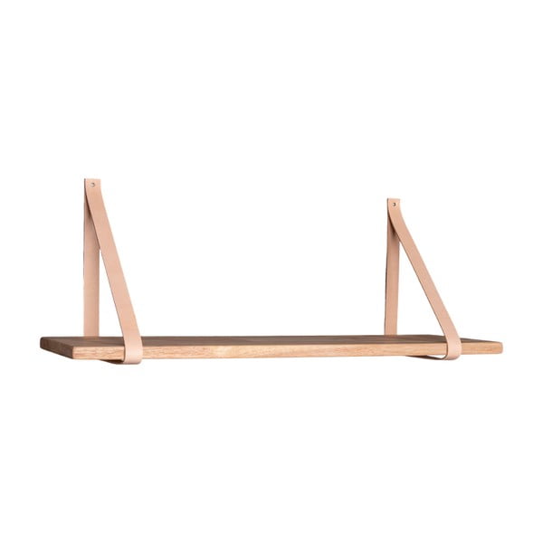 Drvena polica sa smeđim kožnim ručkama House Nordic Forno, 80 x 20 cm-image-1