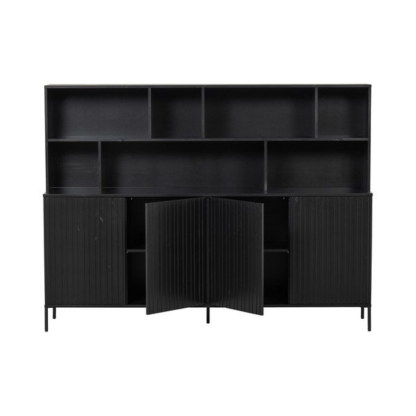 Crna biblioteka od masivnog bora 200x150x44 cm Gravure – WOOOD-image-3