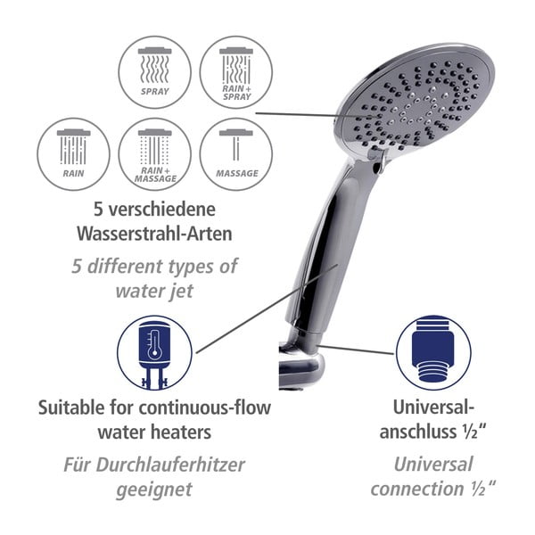Tuš set od nehrđajućeg čelika u sjajnoj srebrnoj boji 66 cm Young - Wenko-image-4