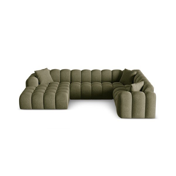 Zelena kutna garnitura od šenila (s desnim kutom/u obliku slova "U") Treno – Cosmopolitan Design