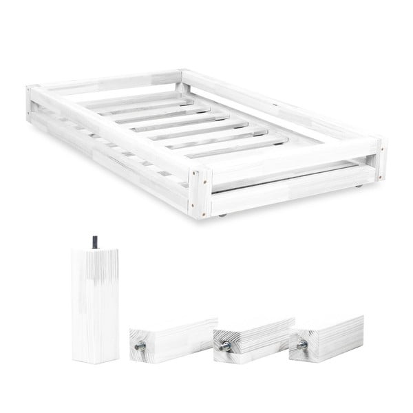 Komplet bijelih ladica ispod kreveta i 4 produžene noge Benlemi, za krevet 80 x 180 cm