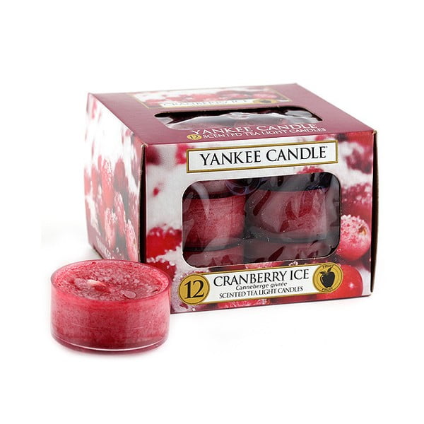 Set od 12 Yankee Candle Ice Cranberries, vrijeme gorenja 4 - 6 sati