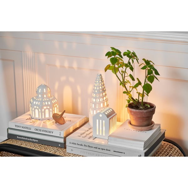 Bijeli keramički svijećnjak Kähler Design Urbania Lighthouse Smithy-image-1