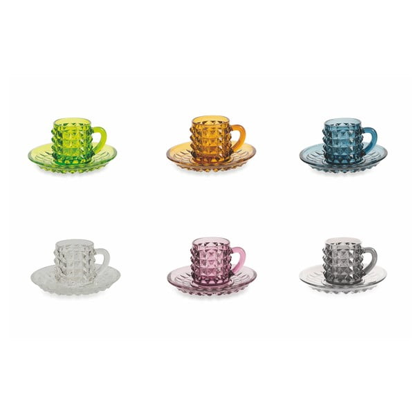 Set od 6 šarenih šalica za kavu s tanjurićima Villa d´Este Diamond