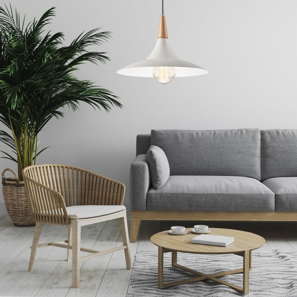 Bijela viseća svjetiljka s metalnim sjenilom ø 30 cm Ufo – LAMKUR-image-1