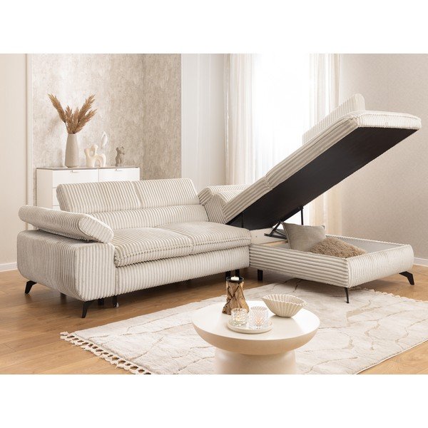 Krem kutna garnitura od samta (s desnim kutom/u obliku slova L) Marbeya  – Ropez-image-4