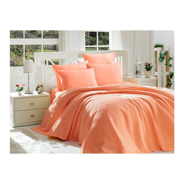 Narančasti pamučni krevetni set za bračni krevet, 220 x 240 cm