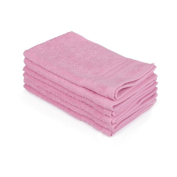 Set od 6 ružičastih kupaonskih ručnika, 50 x 30 cm
