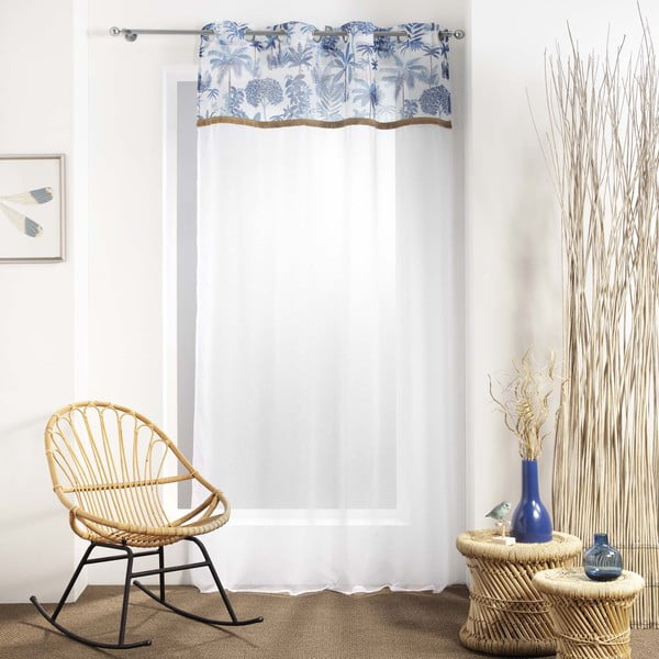 Bijela/plava prozirna zavjesa 140x240 cm Amazonia – douceur d'intérieur-image-1
