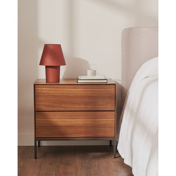 Noćni ormarić u dekoru oraha u prirodnoj boji Vedrana – Kave Home-image-1