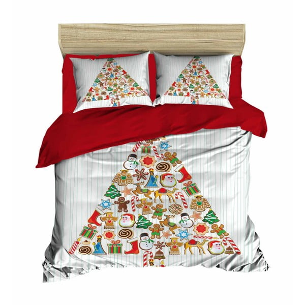Set plahti i plahti za bračni krevet Božićno drvce, 200 x 220 cm