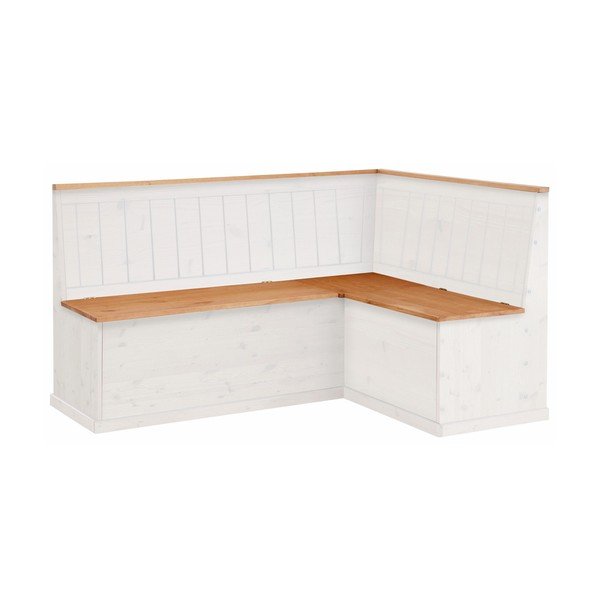 Bijela varijabilna kutna klupa od borovine s prostorom za pohranu Støraa Sili-image-1