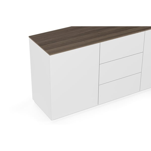 Bijela komoda u orah dekoru s 3 ladice i 2 vrata TemaHome Join-image-3