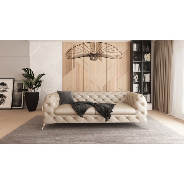 Bež baršunasti sofa 225 cm Chelsea – Ropez-image-1